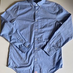 Vineyard Vines Sharks Pattern Blue Classic Fit Murray Button Front Shirt Small